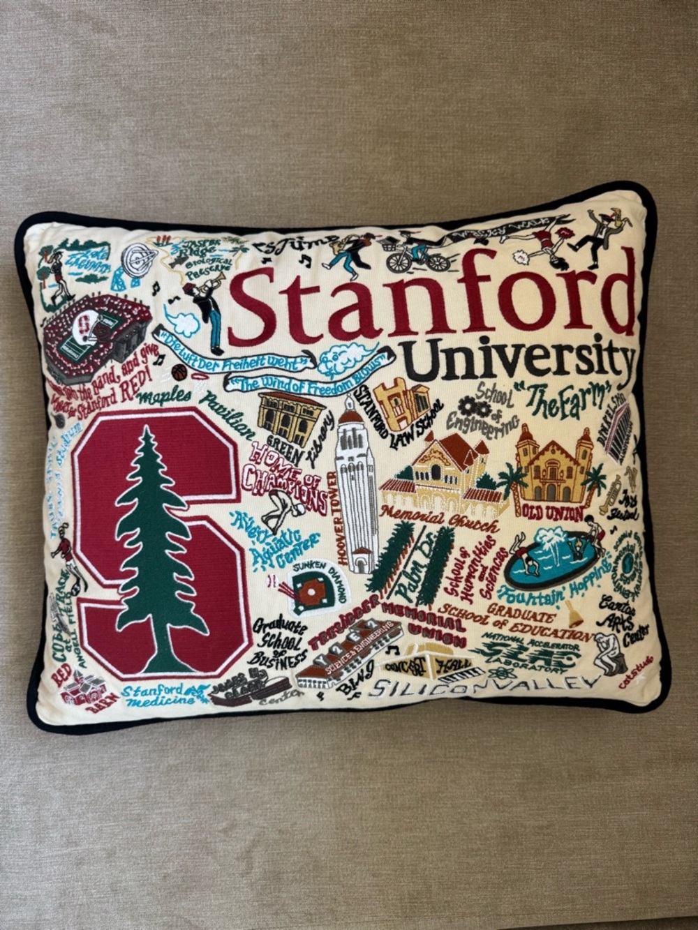 Catstudio Stanford University Needlepoint Pillow Collegiate Embroidered